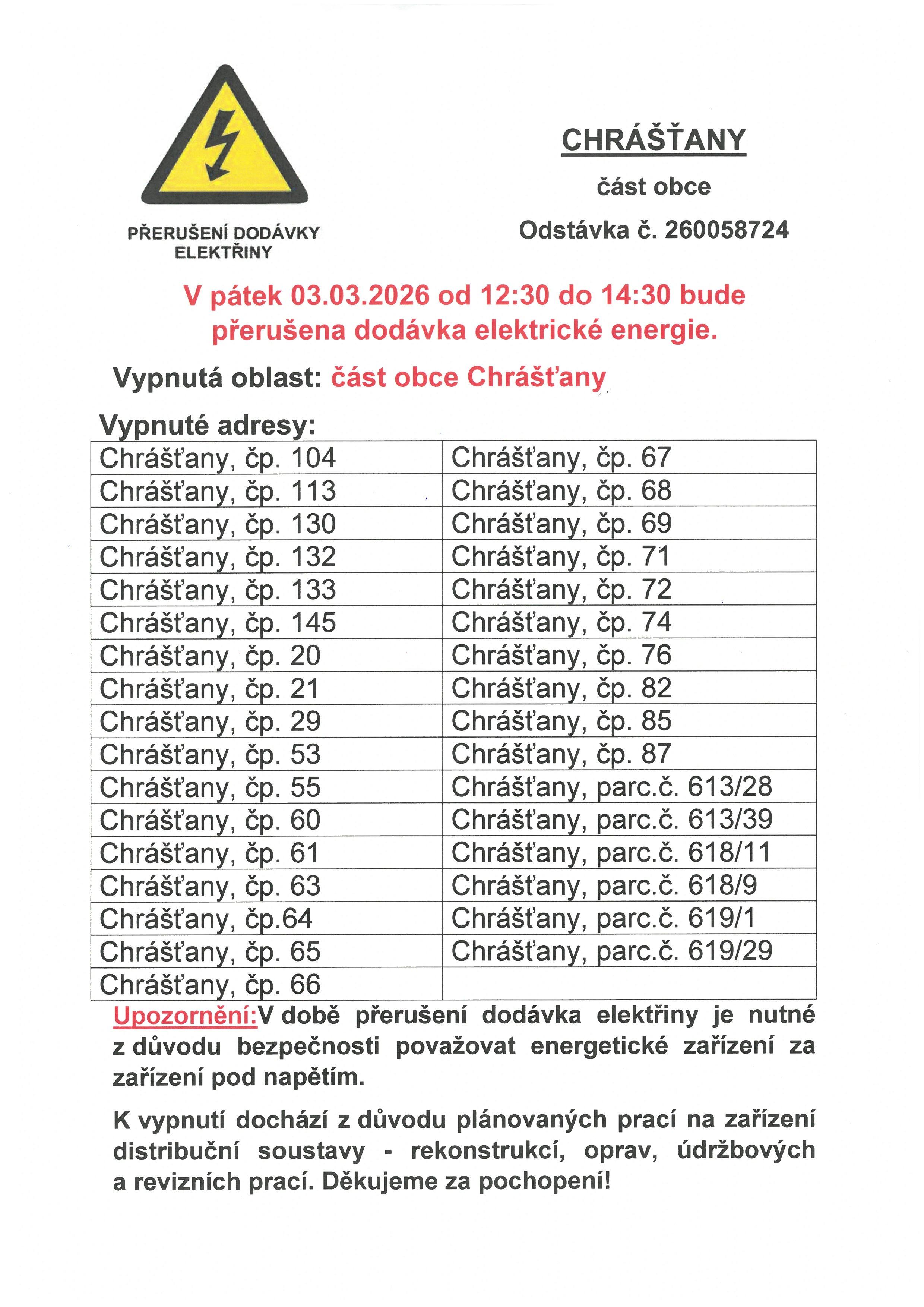 ODSTÁVKY ELEKTŘINY