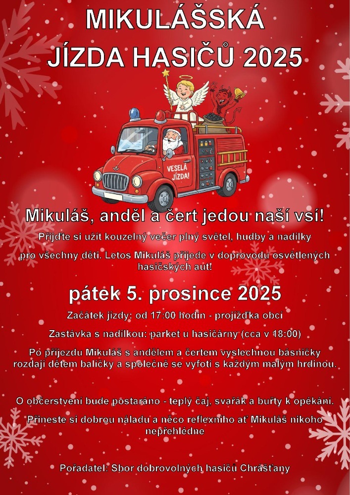 MIKULÁŠSKÁ JÍZDA S HASIČI V CHRÁŠŤANECH