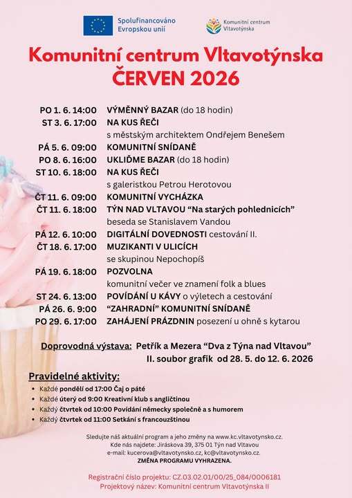 AKCE KOMUNITNÍHO CENTRA VLTAVOTÝNSKA V ČERVNU 2026