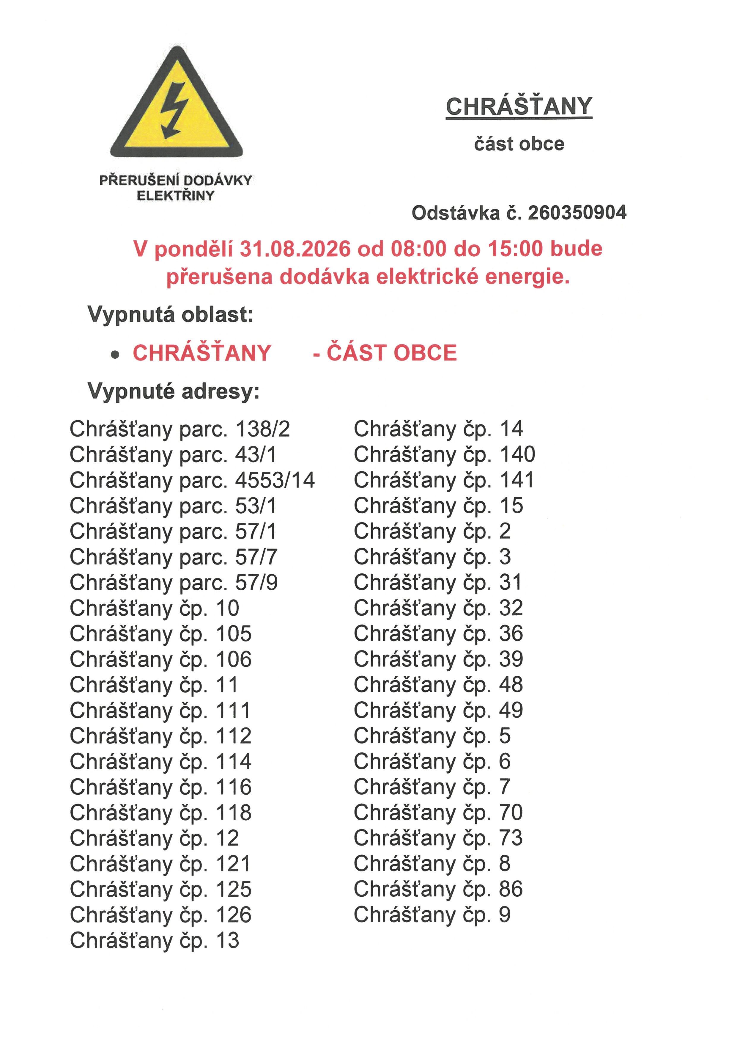 ODSTÁVKY ELEKTŘINY