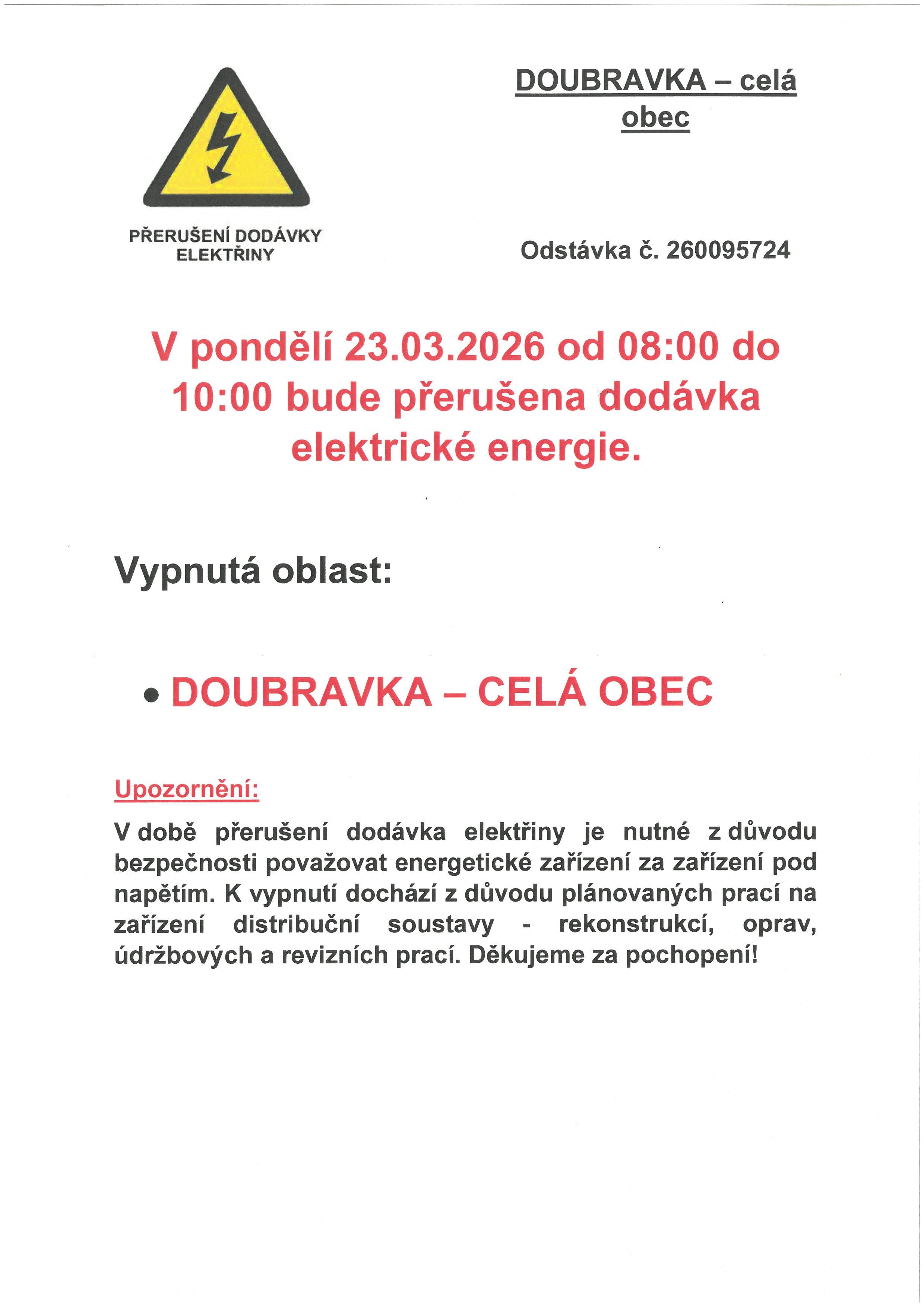 ODSTÁVKY ELEKTŘINY