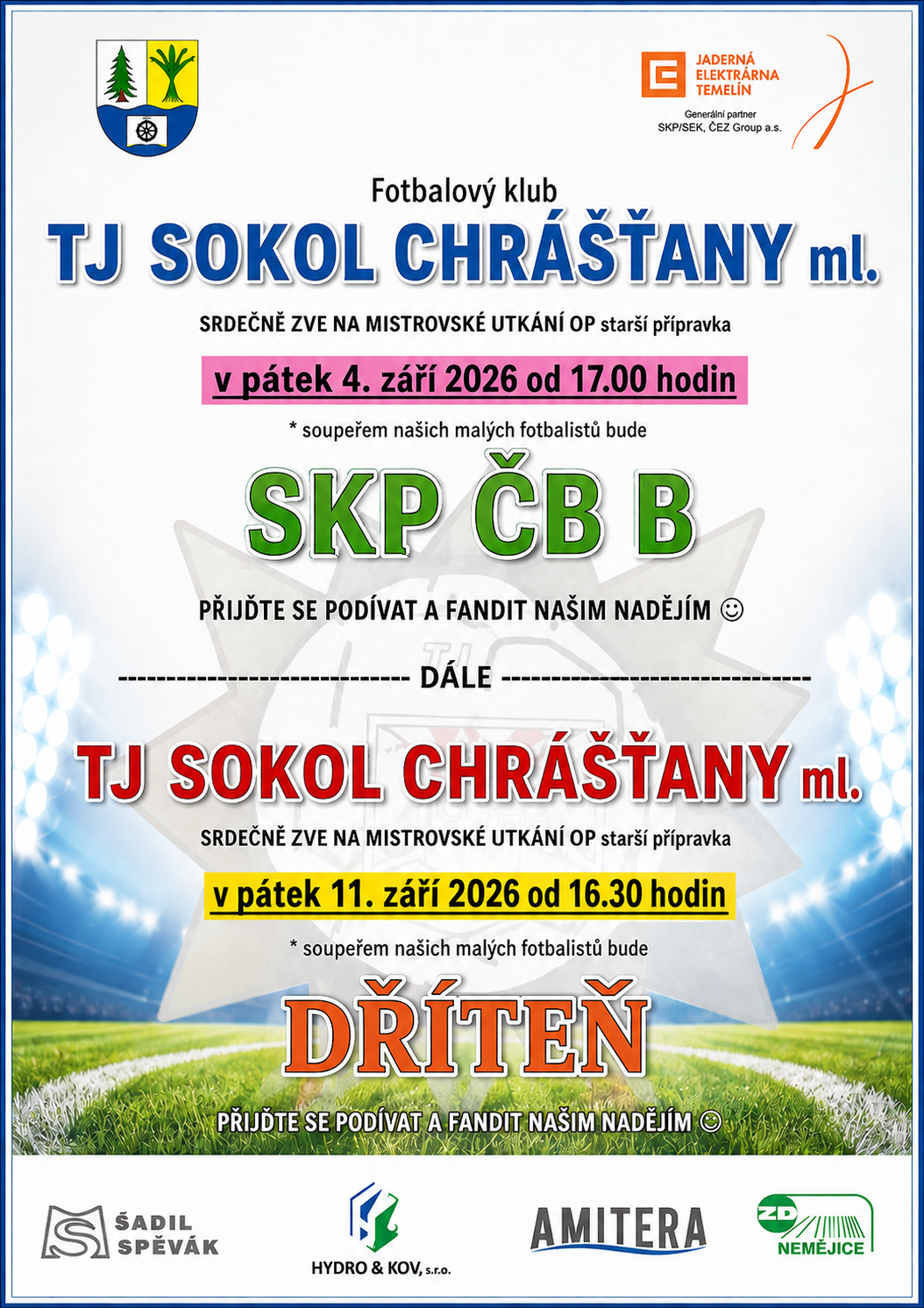 FOTBALOVÉ UTKÁNÍ TJ SOKOL CHRÁŠŤANY ML.
