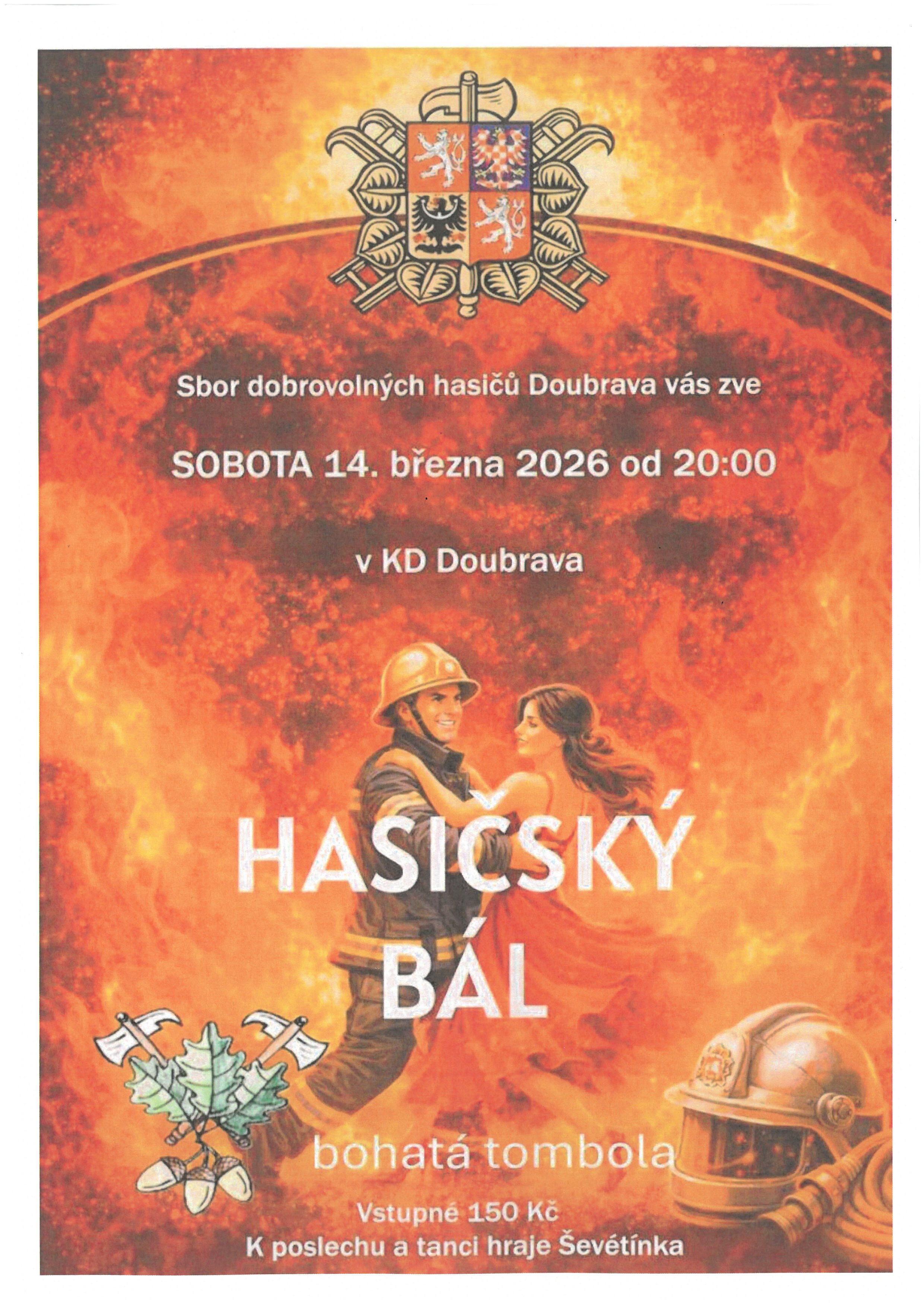 HASIČSKÝ BÁL V DOUBRAVĚ 14.03.2026