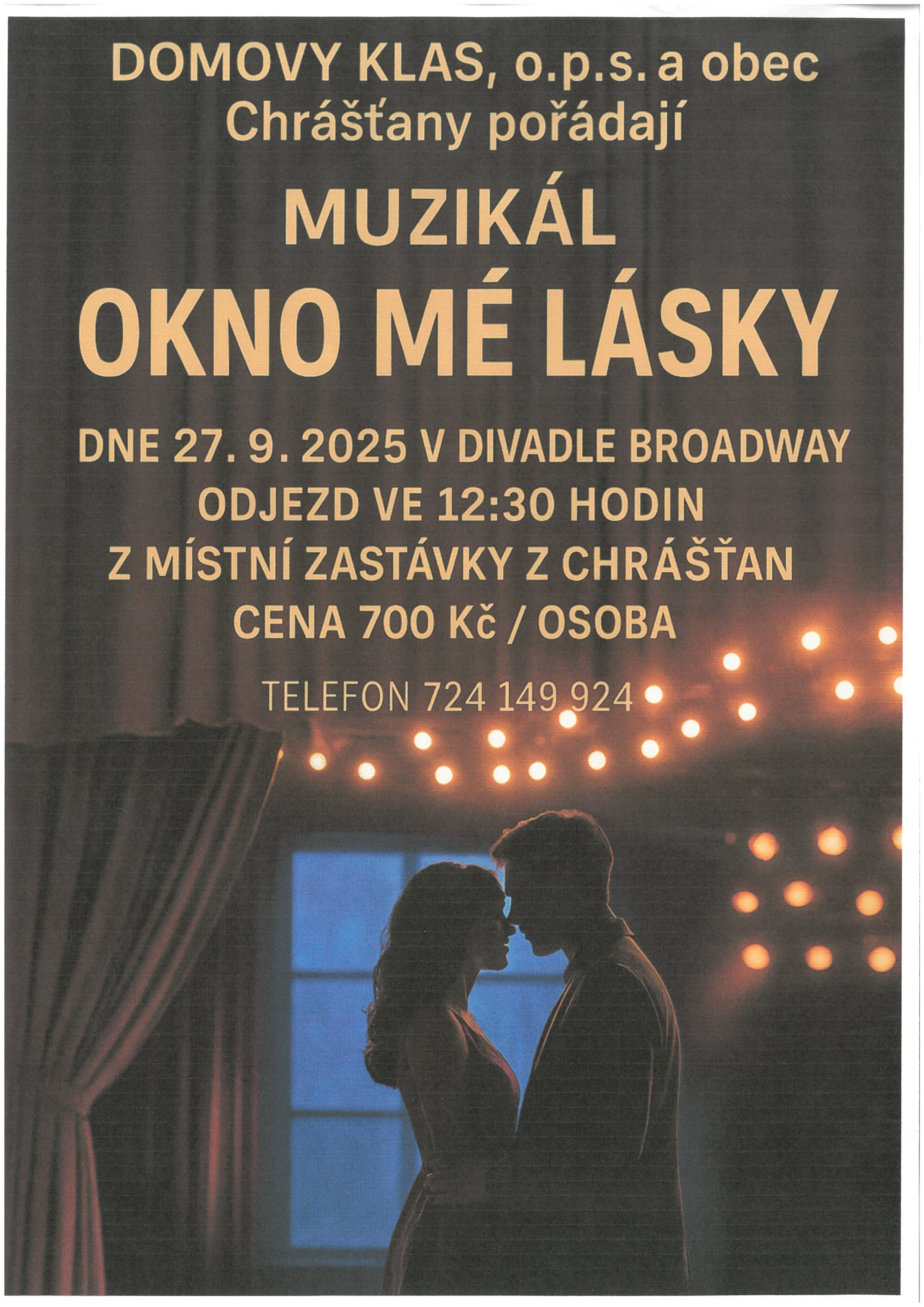 ZÁJEZD NA MUZIKÁL "OKNO MÉ LÁSKY"
