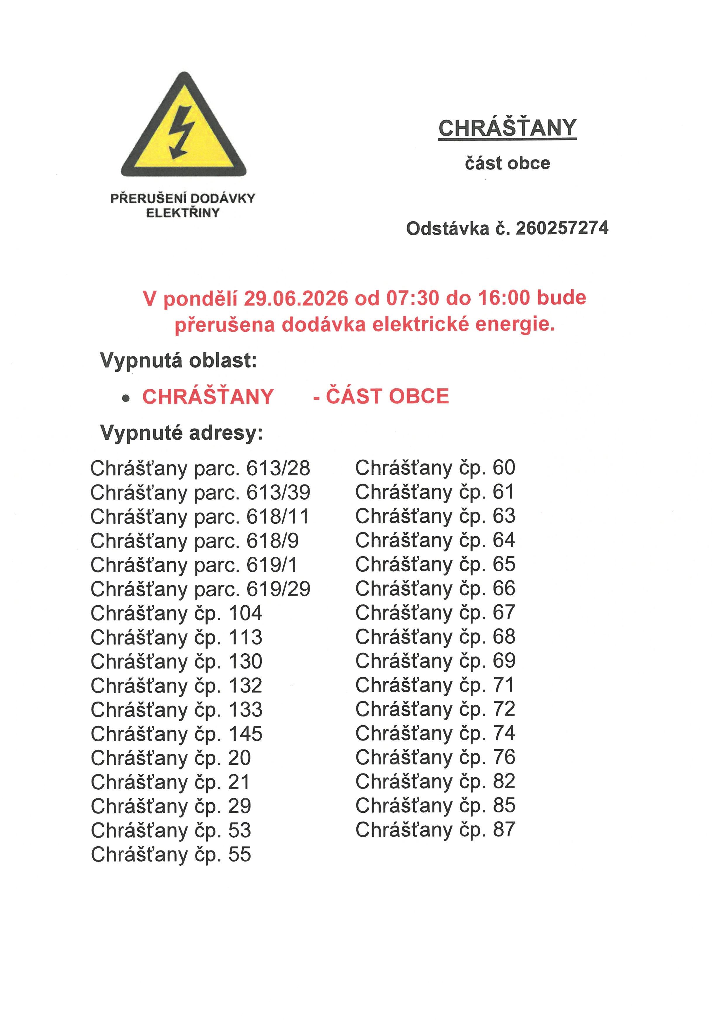 ODSTÁVKY ELEKTŘINY