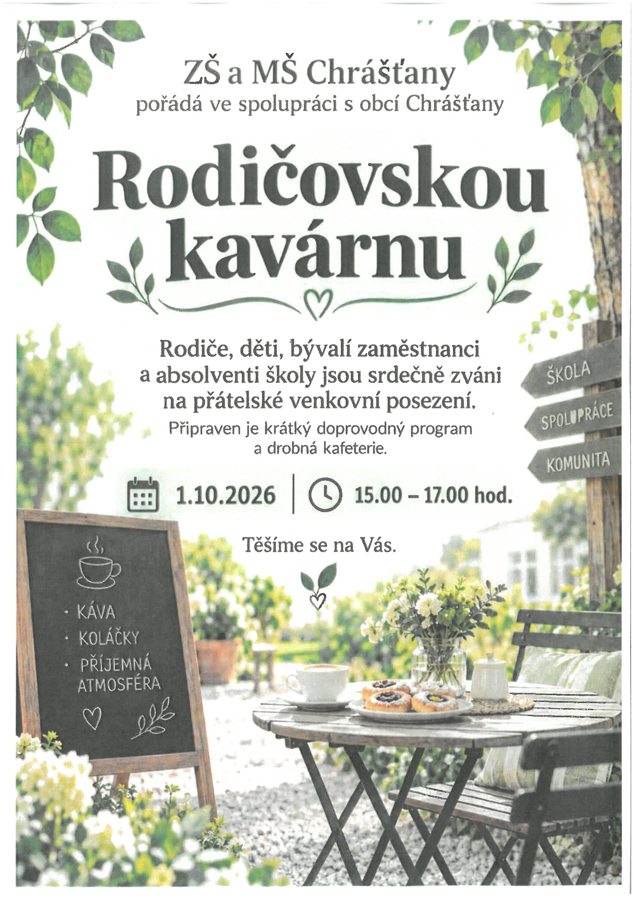 RODIČOVSKÁ KAVÁRNA V ZŠ MŠ CHRÁŠŤANY
