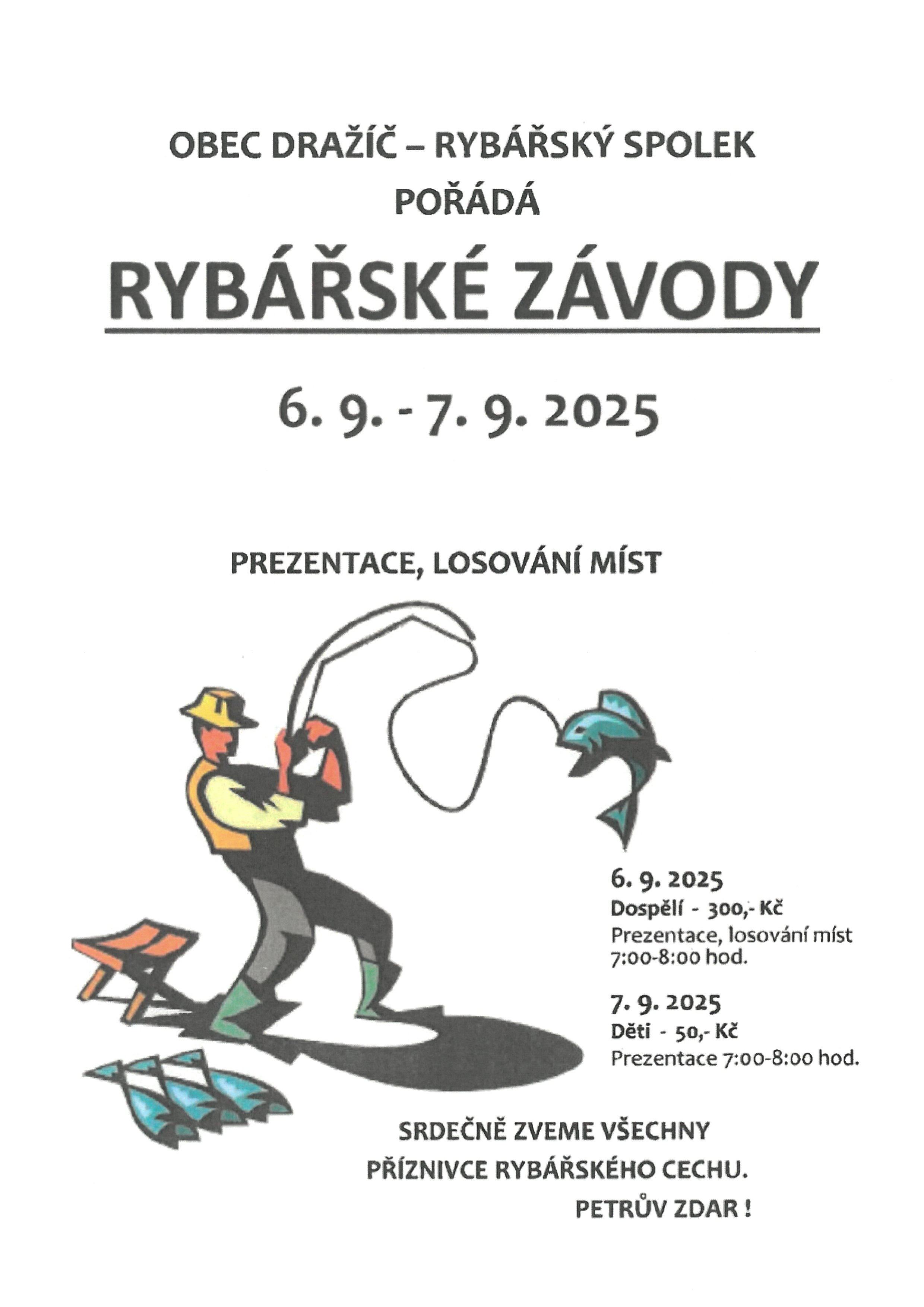 RYBÁŘSKÉ ZÁVODY NA PŘEHRADĚ V DRAŽÍCI