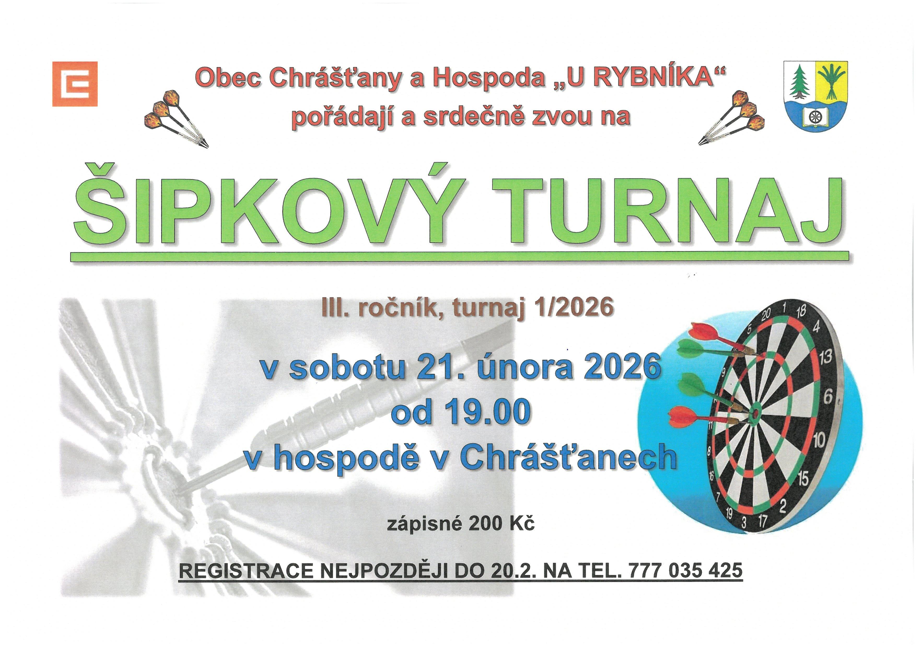 III.ROČNÍK TURNAJE V ŠIPKÁCH CHRÁŠŤANY