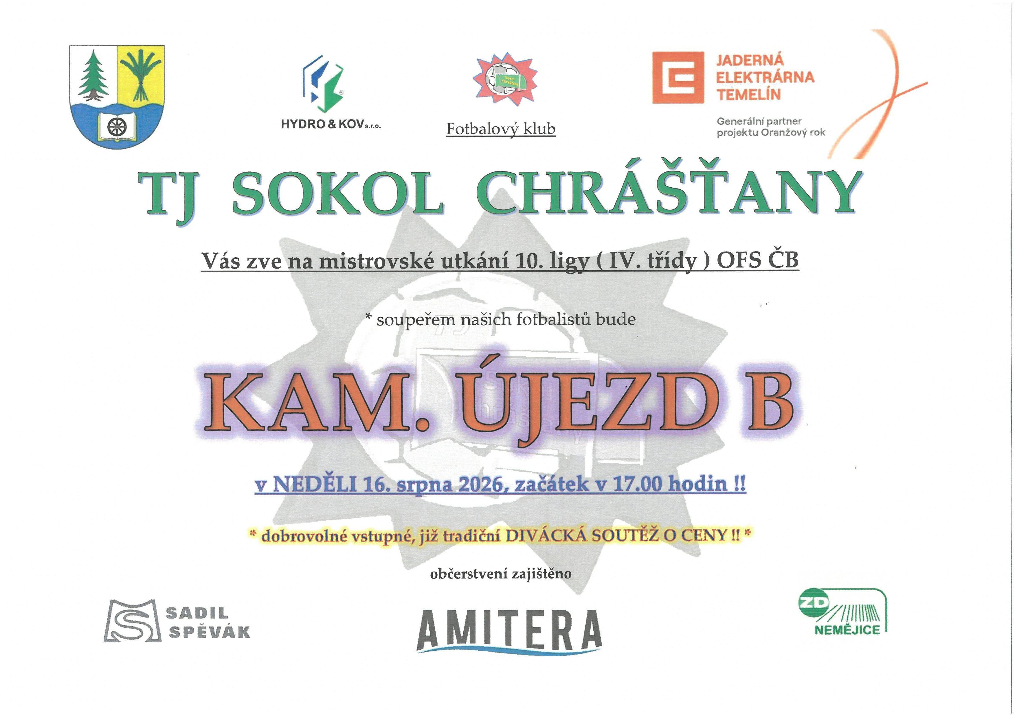 FOTBALOVÉ UTKÁNÍ TJ SOKOL CHRÁŠŤANY VS KAMENNÝ ÚJEDU B