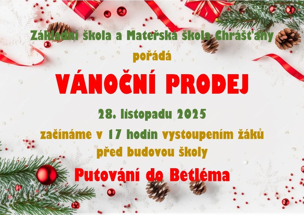 VÁNOČNÍ PRODEJ  - ZŠ a MŠ CHRÁŠŤANY