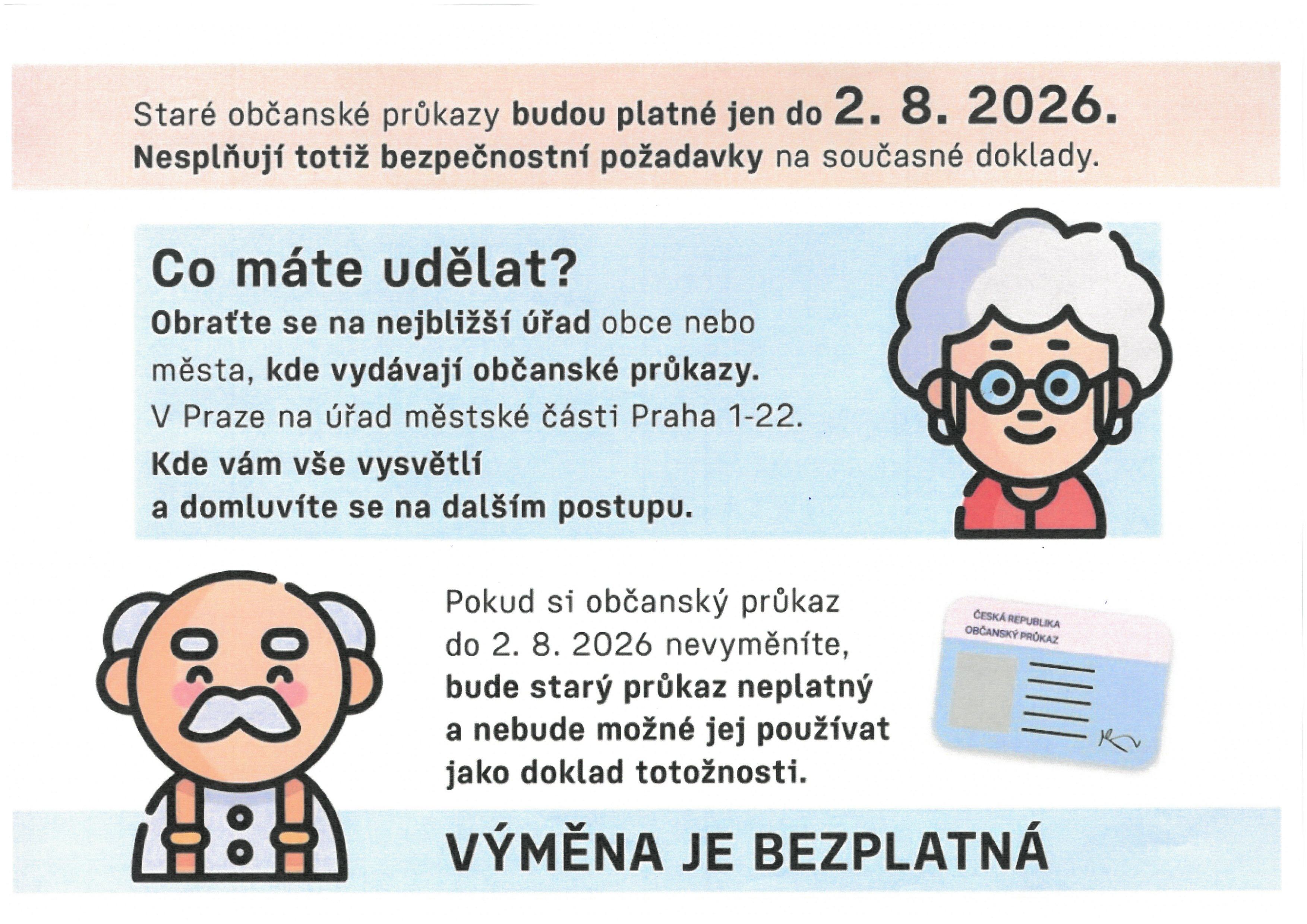 KONEC PLATNOSTI STARÝCH OBČANSKÝCH PRŮKAZŮ
